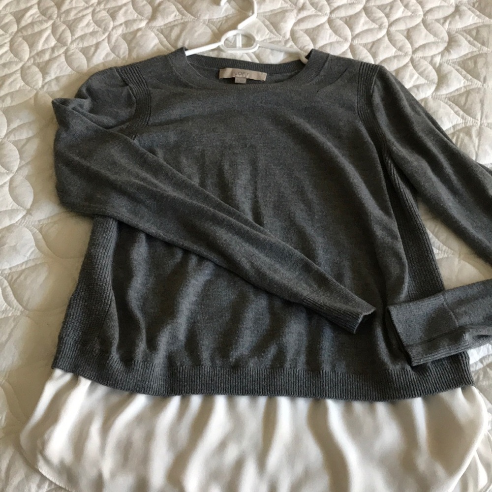 Gray Sweater with Faux Shirttail Hem